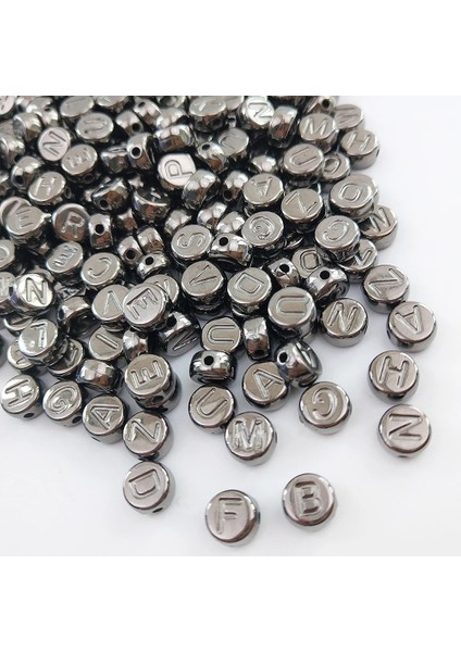 Gri Tarzı 7 mm mm Altın Gümüş Gri Yuvarlak Mektup Boncuk Delik Akrilik Boncuk Spacer Boncuk Moda Takı Yapımı Için Dıy Kolye Bilezik (Yurt Dışından)