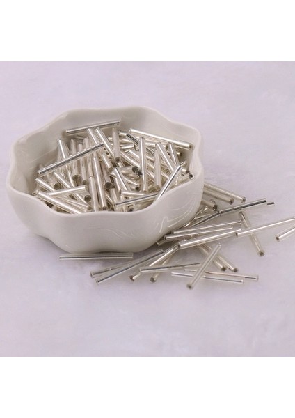 M641 Gümüş Renk Stili 2.5X25MM 2. Uzun Tüp Boncuklar Takı Yapımı Aksesuarları Için Çek Cam Tohum Boncuk Dıy Charm Bilezik Kolye Gevşek Paspayı Bugles (Yurt Dışından)