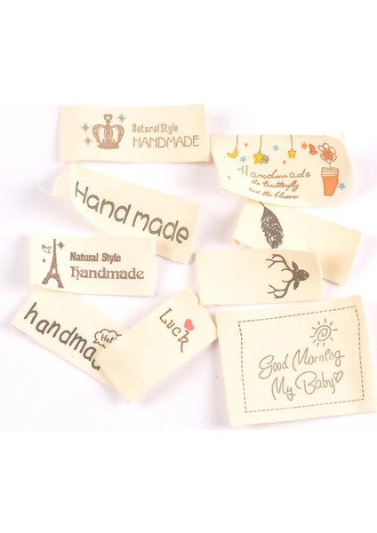 No.7 Tarzı Karışık El Yapımı Baskılı Bej Pamuklu Dokuma Etiket Giyim Bakım Etiketleri Karikatür Ayakkabı Çantaları Yıkanabilir Giysi Etiketi (Yurt Dışından) fiyatları