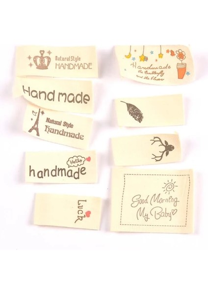 No.7 Tarzı Karışık El Yapımı Baskılı Bej Pamuklu Dokuma Etiket Giyim Bakım Etiketleri Karikatür Ayakkabı Çantaları Yıkanabilir Giysi Etiketi (Yurt Dışından) indirimleri