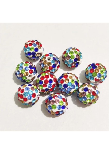 Beyaz Gökkuşağı Stili 10MM 50 Adet Bedava G! Rhinestone Spacer Boncuk Yuvarlak Iğne Işi Aksesuarları Takı Yapımı Için Li Dıy Boncuklar (Yurt Dışından)