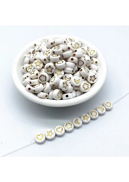 No.60 Tarzı Akrilik Oval Boncuklar Kalp Ay Aşk Boncukları Takı Yapımı Dıy Giyim Aksesuarları (Yurt Dışından)