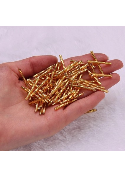 Altın Tarzı 2.5X25MM Büküm Gümüş Çekirdek Çek Cam Tohum Bugle Boncuk Parlak Şeffaf Renk Tüp Takı Konfeksiyon Dikiş Aksesuarları (Yurt Dışından) fırsatları