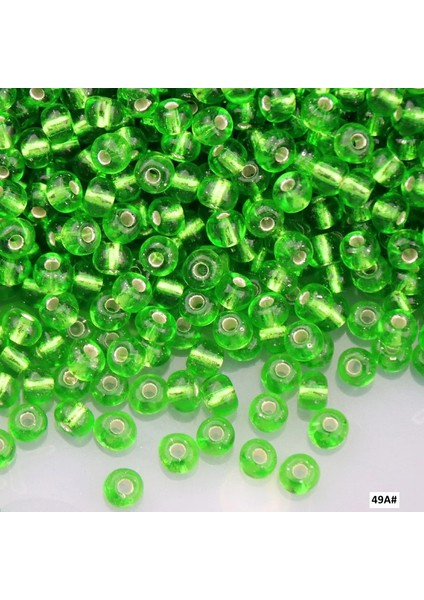 RR49A Çim Yeşili Stili 4mm Yuvarlak Çok Gümüş Çizgi Pirinç Boncukları Çek Yuvarlak Spacer Cam Seedbeadolors Dıy El Sanatları Malzeme Mücevher Yap (Yurt Dışından)