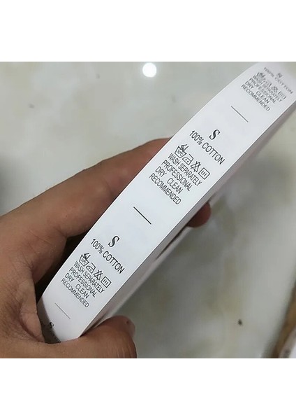 S Tarzı Beyaz Bakım Etiket Baskı Etiket Baskılı Satış Kuşe Bant Xs S M L Xl Xxl Xxxl %100 Pamuk Ebat Yıkama Etiketleri (Yurt Dışından)