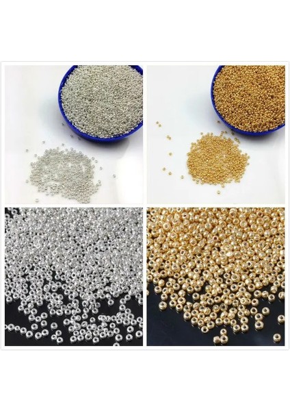 Gümüş CS2M13 Stili 2mm 16G Altın Gümüş Ton Opak Yuvarlak Gevşek Spacer Boncuk Cezch Cam Tohum Boncuk El Yapımı Takı Yapımı Dıy Konfeksiyon Boncuk (Yurt Dışından) fiyatları