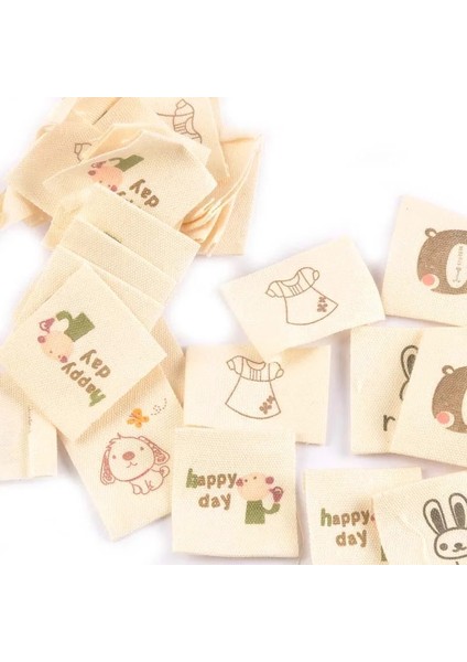 Rastgele Karışık Stil Bej Giyim Etiketleri Karikatür Baskı Pamuklu Dokuma Etiketleri Giysi Çantaları Dıy Dikiş Aksesuarları Ayakkabı Çantaları Etiketi (Yurt Dışından)