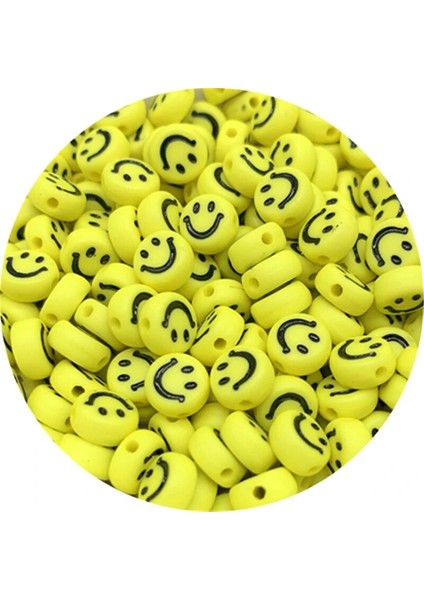 No.11 Stili Lot 7mm Gülümseme Yüz Boncuk Oval Şekil Akrilik Aralıklı Boncuk Takı Yapımı Için Dıy Charms Bilezik Kolye Aksesuarları (Yurt Dışından)