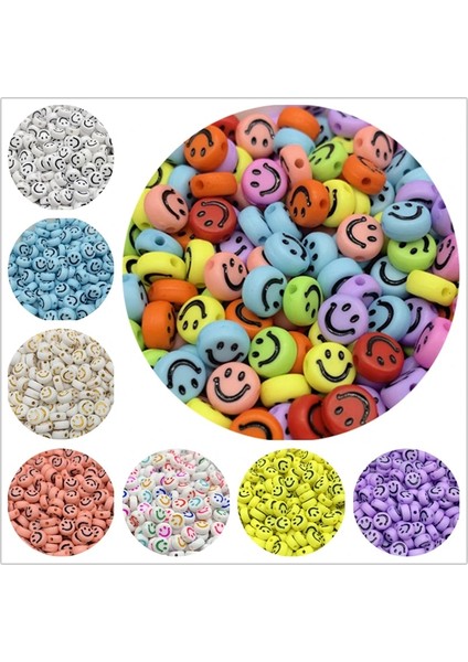 No.11 Stili Lot 7mm Gülümseme Yüz Boncuk Oval Şekil Akrilik Aralıklı Boncuk Takı Yapımı Için Dıy Charms Bilezik Kolye Aksesuarları (Yurt Dışından) fiyatları