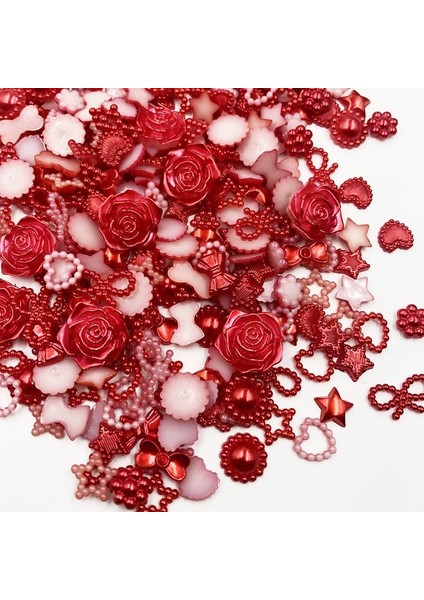 100 Adet Stil Kırmızı Abs Reçine Yarım Yuvarlak Çiçek Yay Alien Pearls Sanat Flatback Olmayan Düzeltme Rhinestones Ayakkabı Boncuk Dıy (Yurt Dışından)