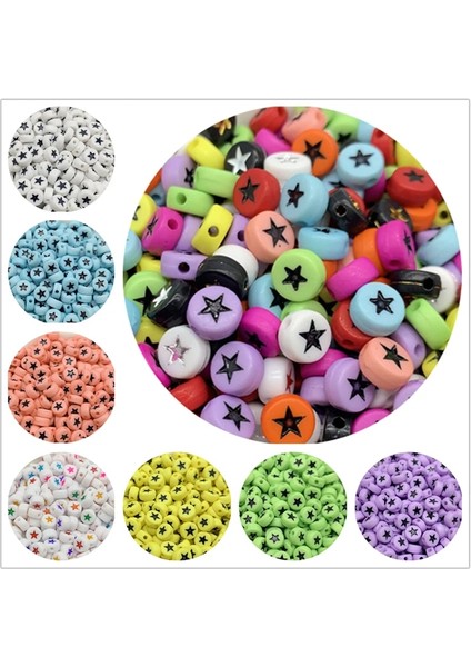 No.2 Tarzı Lot 7mm Yıldız Boncuk Oval Şekil Akrilik Aralıklı Boncuk Takı Yapımı Için Dıy Charms Bilezik Necklac (Yurt Dışından)