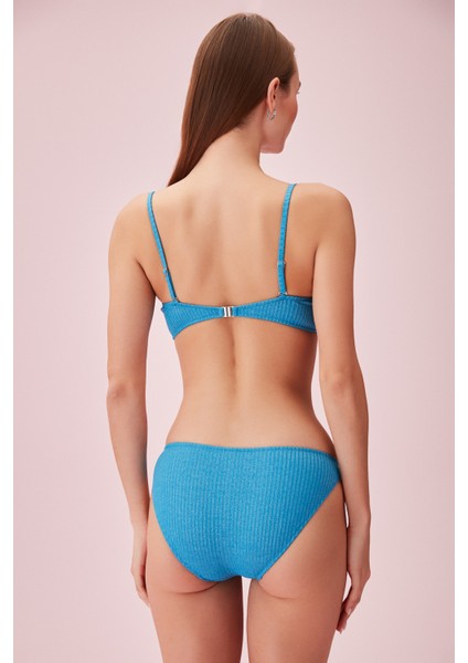 Detaylı Dokulu Straplez Bikini Üst