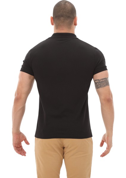 TB0A2DJE0011 Short Sleeve Stretch Polo Erkek T-Shirt Siyah fırsatları