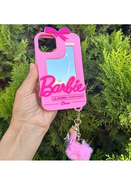 DSD Aksesuar Phone 12 Uyumlu Aynalı Ponponlu Barbie Silikon Kılıf