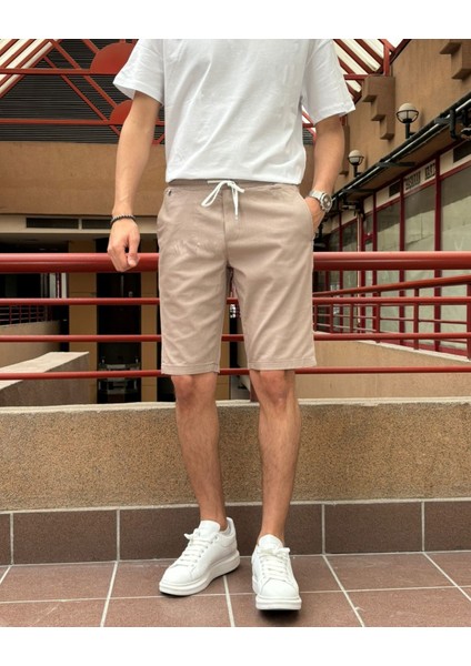Bel Lastikli-Bağcıklı,regular Fit, Yazlık, Old Money Culture, Keten (Linen), Dokuma Şort 24INP285