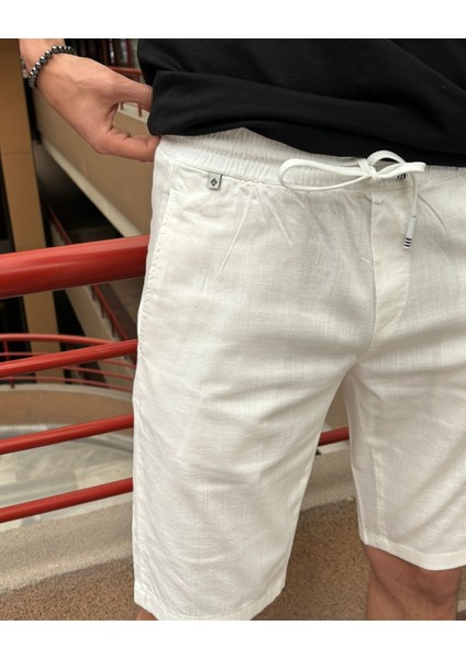 Bel Lastikli-Bağcıklı,regular Fit, Yazlık, Old Money Culture, Keten (Linen), Dokuma Şort 24INP285 fırsatları