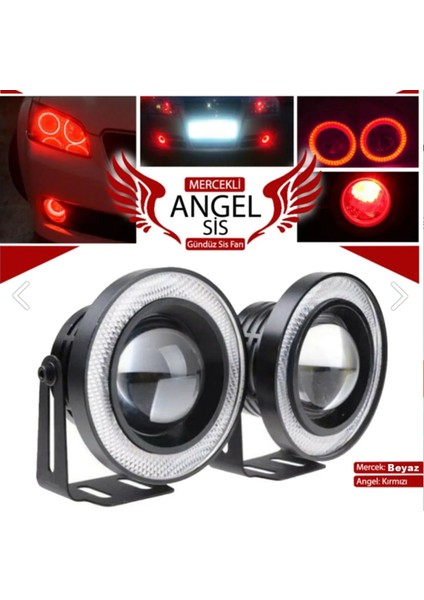 Ford Focus Araçlar Için Uyumlu Universal Mercekli LED Angel Sis Farı 89 mm