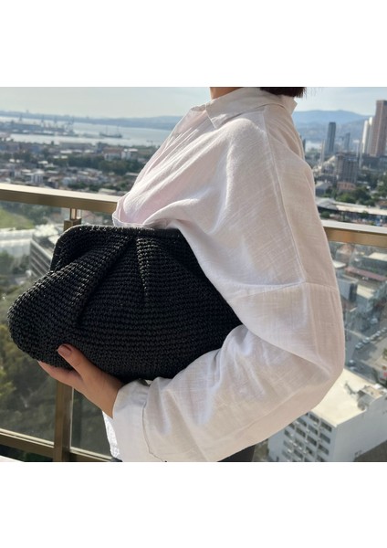 Comfychic Hasır Burslu Clutch Portföy Çanta & Kadın Clutch Çanta