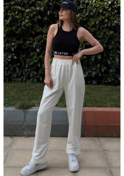 Kadın Ekru Beli Lastikli Cepli Paçası Pliseli Salaş Pantolon fiyatları