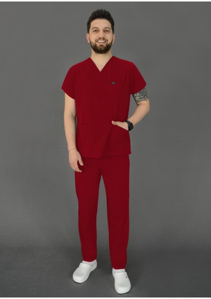 Erkek - Likralı V Yaka Doktor Hemşire Forması