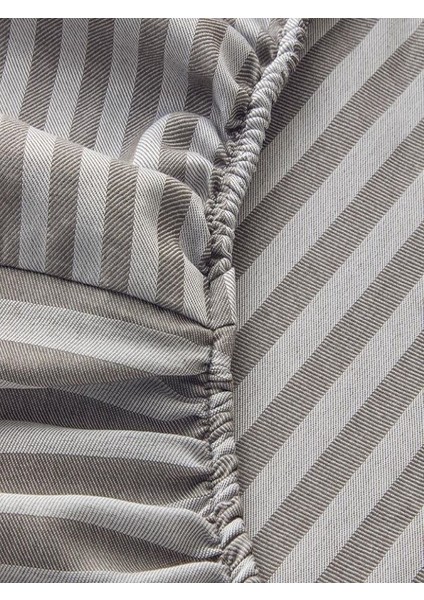 Stripe Çizgili Pamuk Saten Çift Kişilik Lastikli Çarşaf + 2 Adet Yastık Kılıfı 160X200 fiyatları