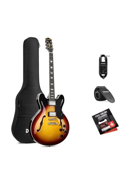 DJP-1000 Semi-Hollow Elektro Gitar (Sunburst)