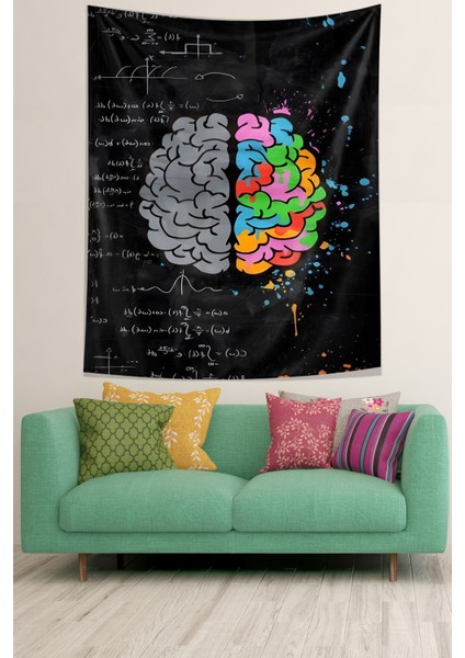 Sayısal Ve Sosyal Sağ Sol Beyin Leke Tutmaz Kumaş Duvar Örtüsü Duvar Halısı Tapestry