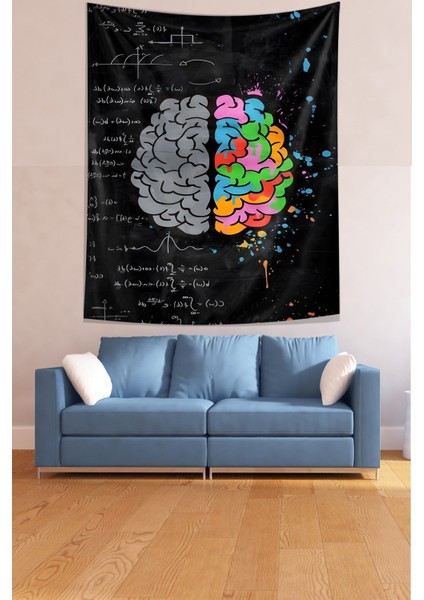Sayısal Ve Sosyal Sağ Sol Beyin Leke Tutmaz Kumaş Duvar Örtüsü Duvar Halısı Tapestry modelleri