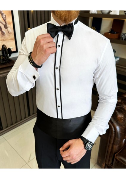 Italyan Kesim Damatlık Slim Fit Biyeli Ata Yaka Erkek Gömlek T7216