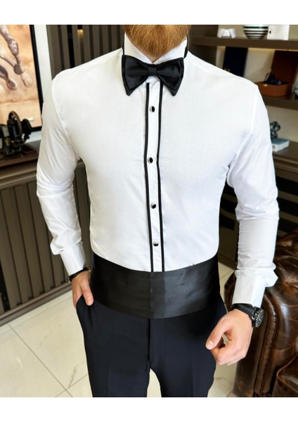 Italyan Kesim Damatlık Slim Fit Biyeli Ata Yaka Erkek Gömlek T7216