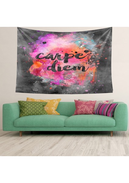 Carpe Diem Toz Bulutu Desen Leke Tutmaz Kadife Kumaş Duvar Örtüsü Duvar Halısı Tapestry