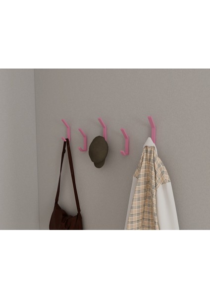 Modern Duvar Kanca Askılık - 5 Adet Pembe Askılık - Model 101 fiyatları