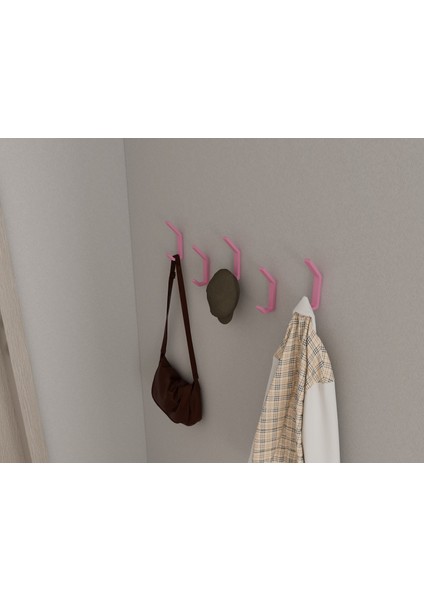 Modern Duvar Kanca Askılık - 5 Adet Pembe Askılık - Model 101 indirimleri