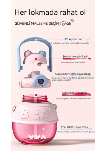Tritan Plastik Büyük Göbek Bardak/öğrenci Taşınabilir Taşıma Tutama Sızdırmaz Su Bardağı (Yurt Dışından)