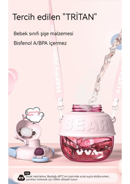 Tritan Plastik Büyük Göbek Bardak/öğrenci Taşınabilir Taşıma Tutama Sızdırmaz Su Bardağı (Yurt Dışından)