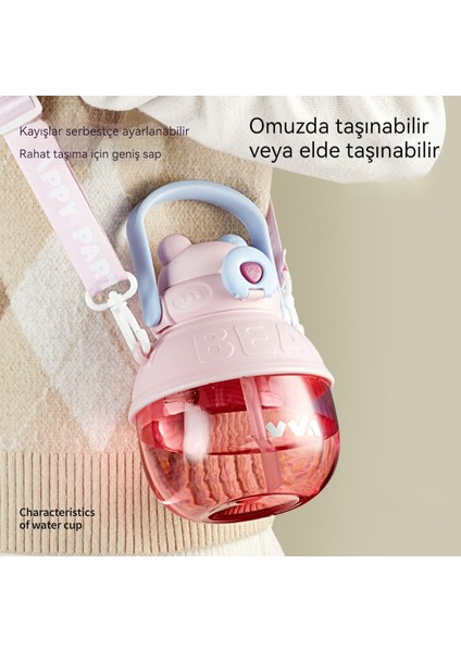 Tritan Plastik Büyük Göbek Bardak/öğrenci Taşınabilir Taşıma Tutama Sızdırmaz Su Bardağı (Yurt Dışından)