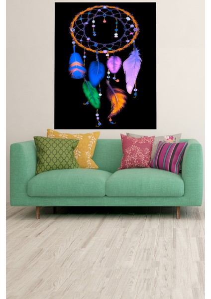 Dream Catcher Düş Kapanı Temalı Leke Tutmaz Kadife Kumaş Duvar Örtüsü Duvar Halısı Tapestry