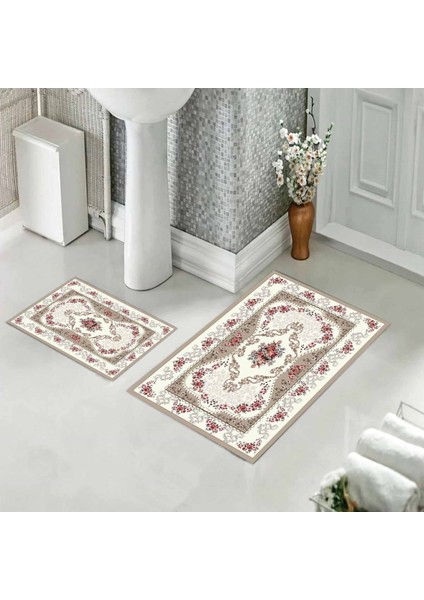 Banyo Halısı Ikili Klozet Takımı Kaymaz Tabanlı (60 cm x 100 cm + 40 cm x 60 cm )