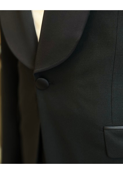 İtalyan kesim slim fit şal yaka ceket pantolon damatlık set siyah T11898 fiyatları