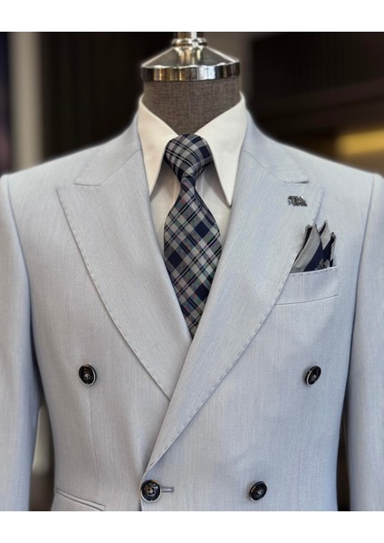 Italyan Stil Slim Fit Sivri Yaka Kruvaze Erkek Ceket Mavi T11516 fiyatları