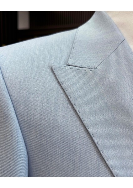 Italyan Stil Slim Fit Sivri Yaka Kruvaze Erkek Ceket Mavi T11516 modelleri