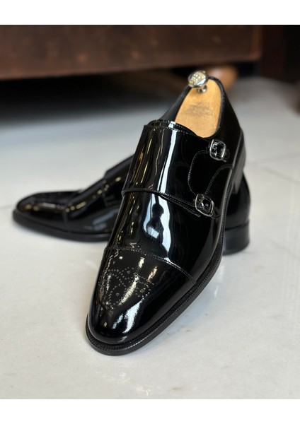 Italyan Stil Iç Dış Naturel Deri Rugan Erkek Ayakkabı Siyah T10211