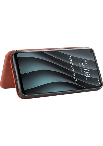 Manyi Mall Kart Tutucu Kickstand Manyetik Karbon Tam ile Htc Desire 20 Pro Için Kılıf (Yurt Dışından)