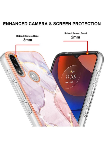 Motorola Moto E7 Güç Yumuşak Tampon Mermer Desen Ince Tpu Için Kılıf (Yurt Dışından)