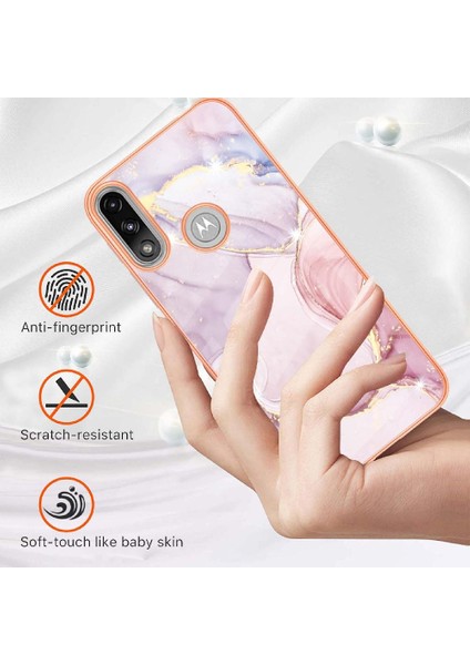 Motorola Moto E7 Güç Yumuşak Tampon Mermer Desen Ince Tpu Için Kılıf (Yurt Dışından)