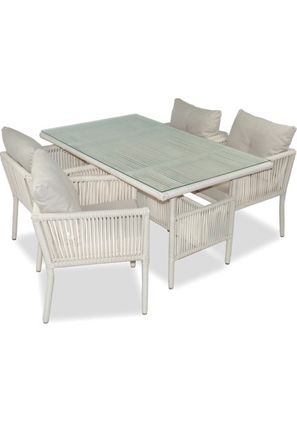 Shangai Rattan Bahçe Balkon Yemek Takımı Kum