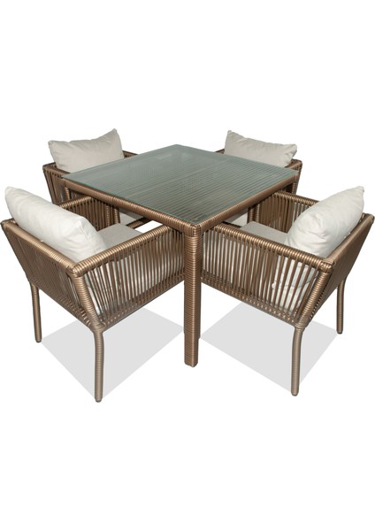 Vera Kare Rattan Bahçe Balkon Takımı 4 Kişilik Küf