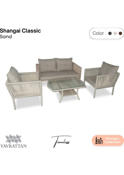 Shangai Classic Rattan Bahçe Balkon Takımı Kum