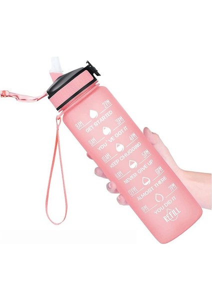Bvoe 1000ML Zaman Içme ve Samanlı Su Şişesi, Zaman Damgalı Motive Edici Su Şişesi (Yurt Dışından)