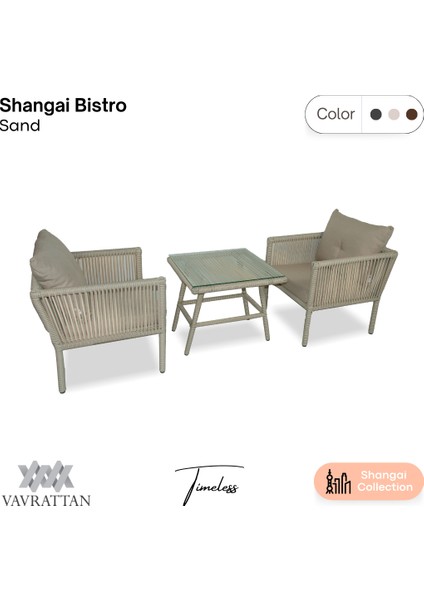 Shangai Bistro Rattan Bahçe Balkon Takımı Kum